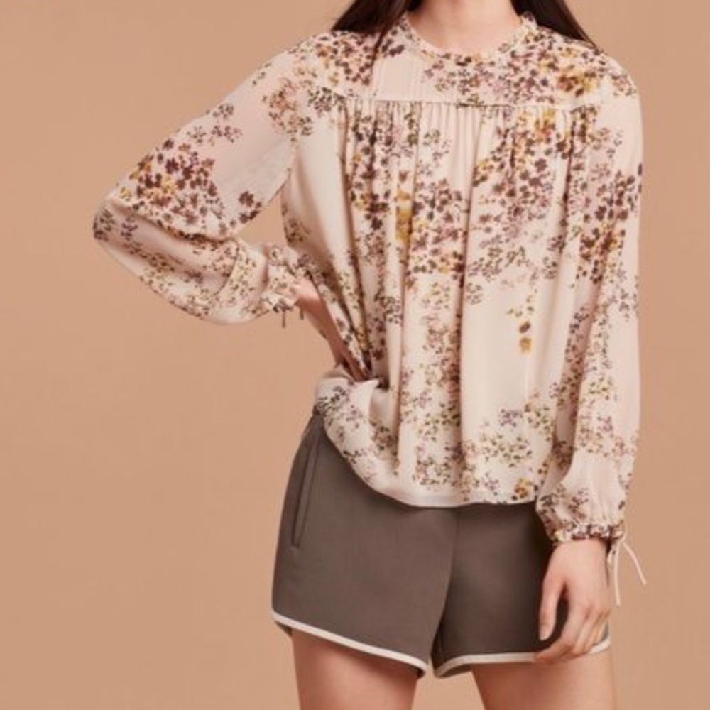 Wilfred By Artizia Lourdes Floral Long Sleeve Top Size Small - Picture 10 of 11